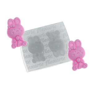 821 Dupla de Coelhos Peq. c/ Flor e Laço